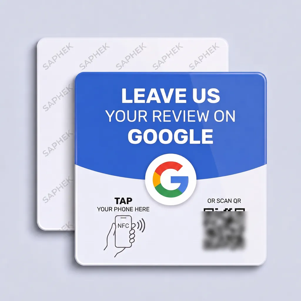 Saphek acrylic NFC plate with QR code for Google reviews