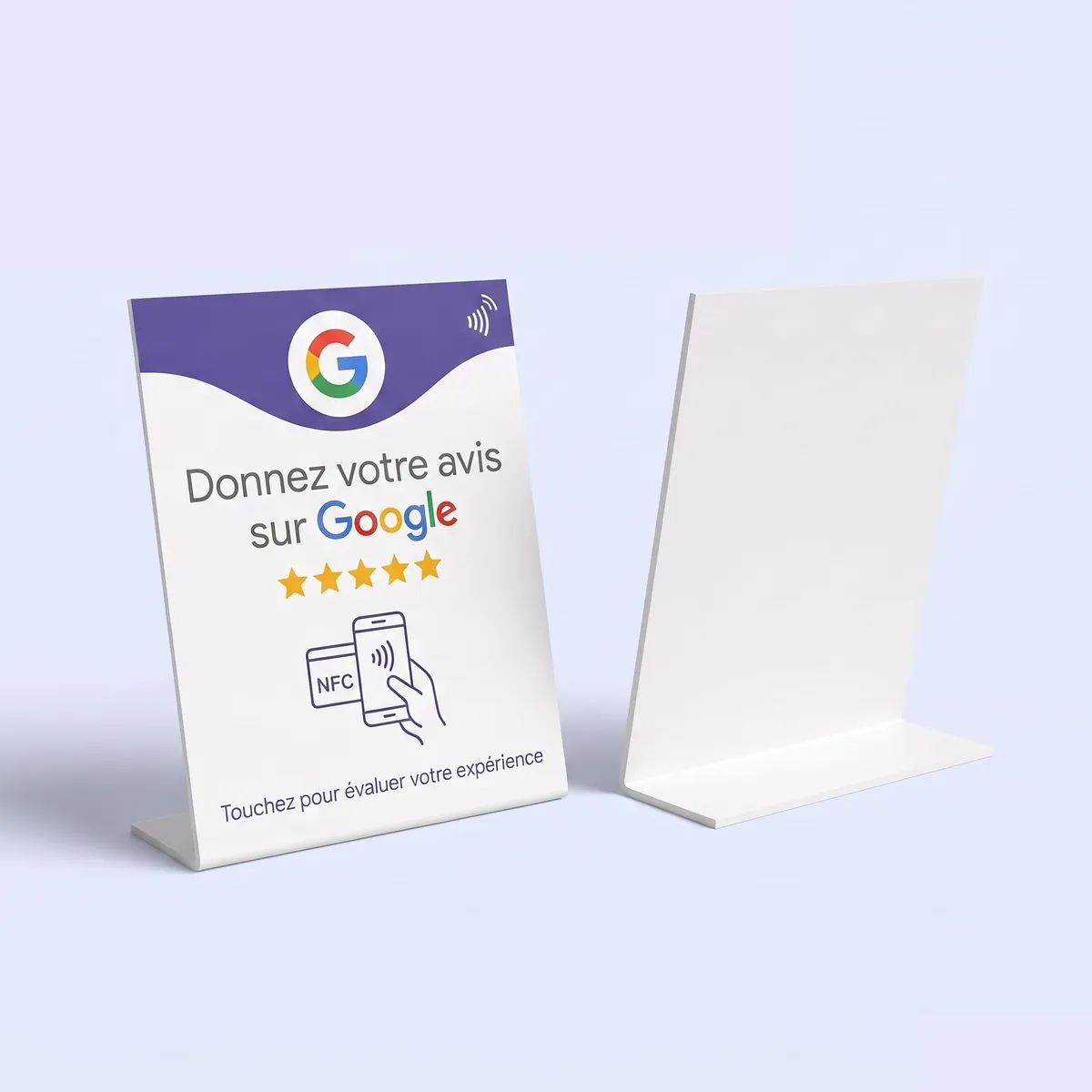 Chevalet NFC avis Google Saphek, présentoir de comptoir